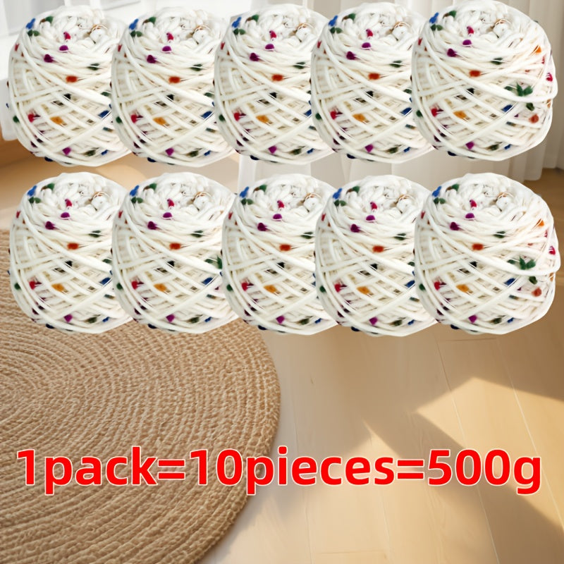 1-Pack Pastel Rainbow Candy-like Yarn - Soft Knitting & Crochet Thread for Sweaters, Blankets, Scarves, Hats - Multipurpose Crafting Fiber with Pink, Yellow, Blue, Green, Orange, White - Ideal for Beginners & Experts - Perfec