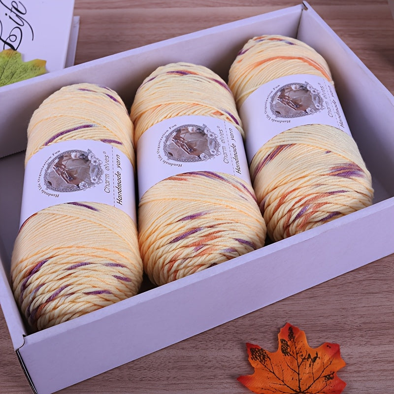 JIUWEIDIAOWANG 3pcs Rainbow Gradient Yarn, Medium Thickness - Perfect for Knitting Sweaters, Scarves, Hats & Crafts, 360g Each