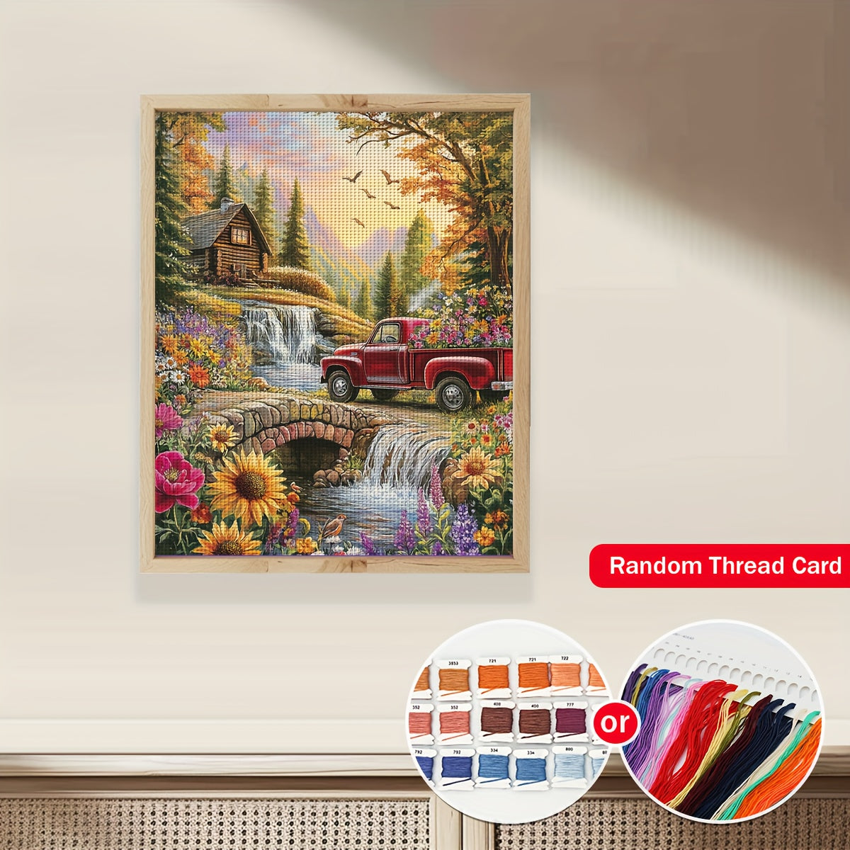 ZUOANLF 1set 40x50cm/15.7x19.7Inch DIY Cross Stitch Kit Frameless, Beautiful scenery, stamped cross stitch kits, Embroidery Set for Home Decor, Includes Patterned Fabric & Threads, Perfect for Living Room Entrance or Bedroom