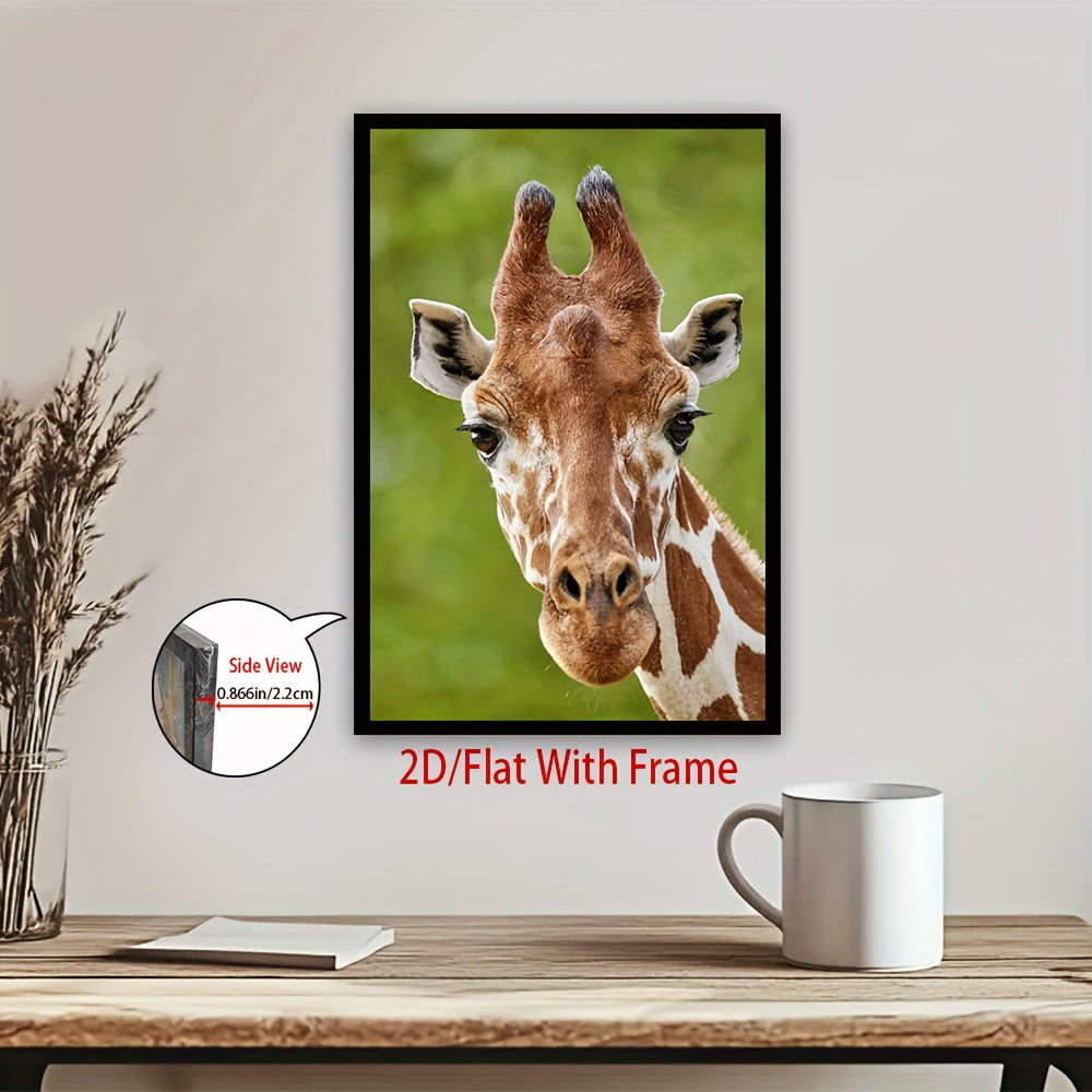 2D Flat, Framed Giraffe Close-Up Canvas - Modern Classic Wall Art Poster Print, Vibrant Giraffe Face Picture, Living Room, Bedroom Decor, 2D Flat, Giraffe Cross Stitch Kit, Giraffe Cross Stitch Kits