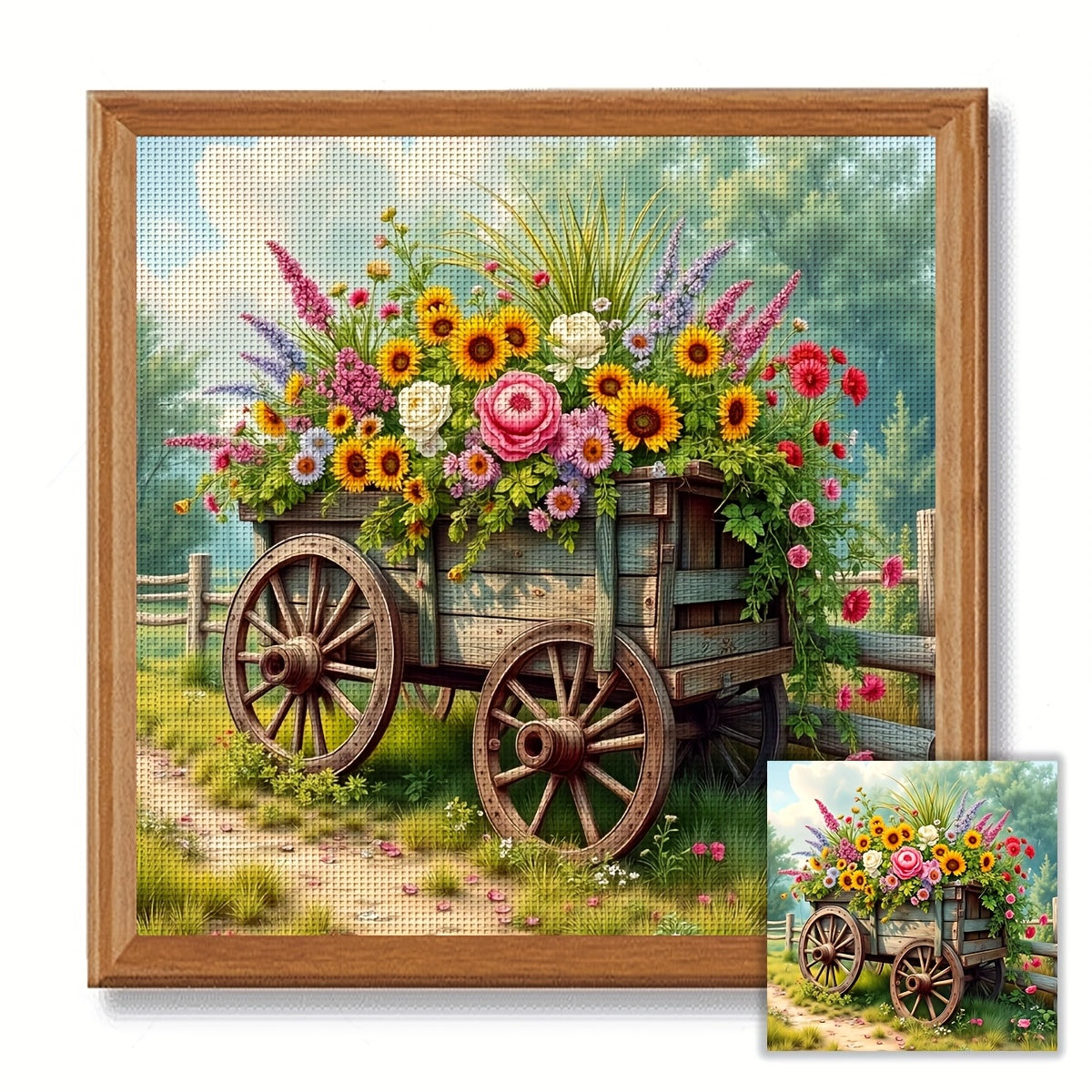 ZUOANLF 1set 40x40cm/15.7x15.7Inch DIY Cross Stitch Kit Frameless, Beautiful scenery, stamped cross stitch kits, Embroidery Set for Home Decor, Includes Patterned Fabric & Threads, Perfect for Living Room Entrance or Bedroom