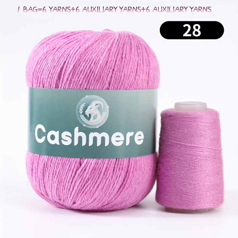 6-Ply Hand-Knitting Yarn for Self-Knitted Cashmere Sweaters, Includes Matching Yarn for Machine-Knitted Cashmere Hats and Scarves, Knitting Needles, and Yarn Balls
