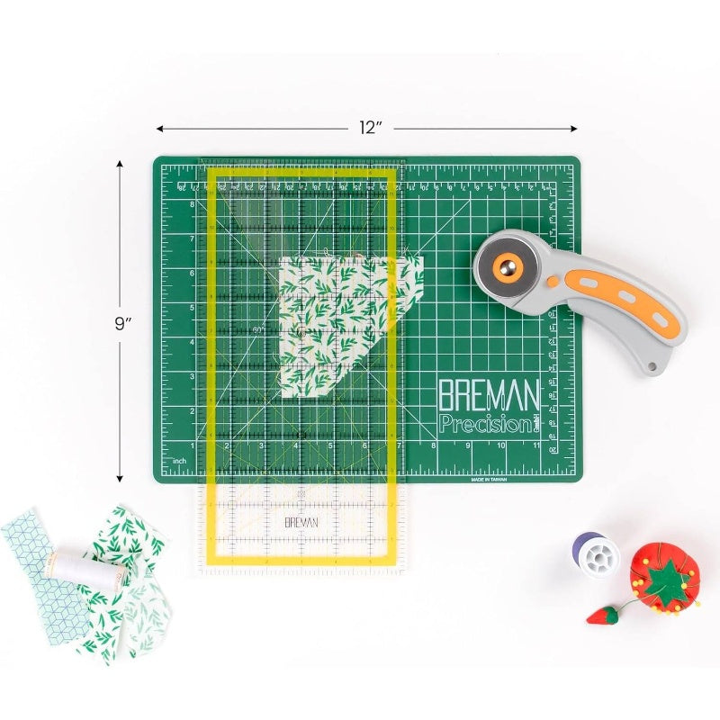 WA Self Healing Cutting Rotary Cutter Set with 5 Blades & 9x12 Fabric Cutting Mats - 45mm Rotary Cutter with 6x12 Acrylic Quilting Rulers - Heavy-Duty Crafting Kit for Fabric, Paper, Vinyl, Felt - Precision Cutting for Quilti