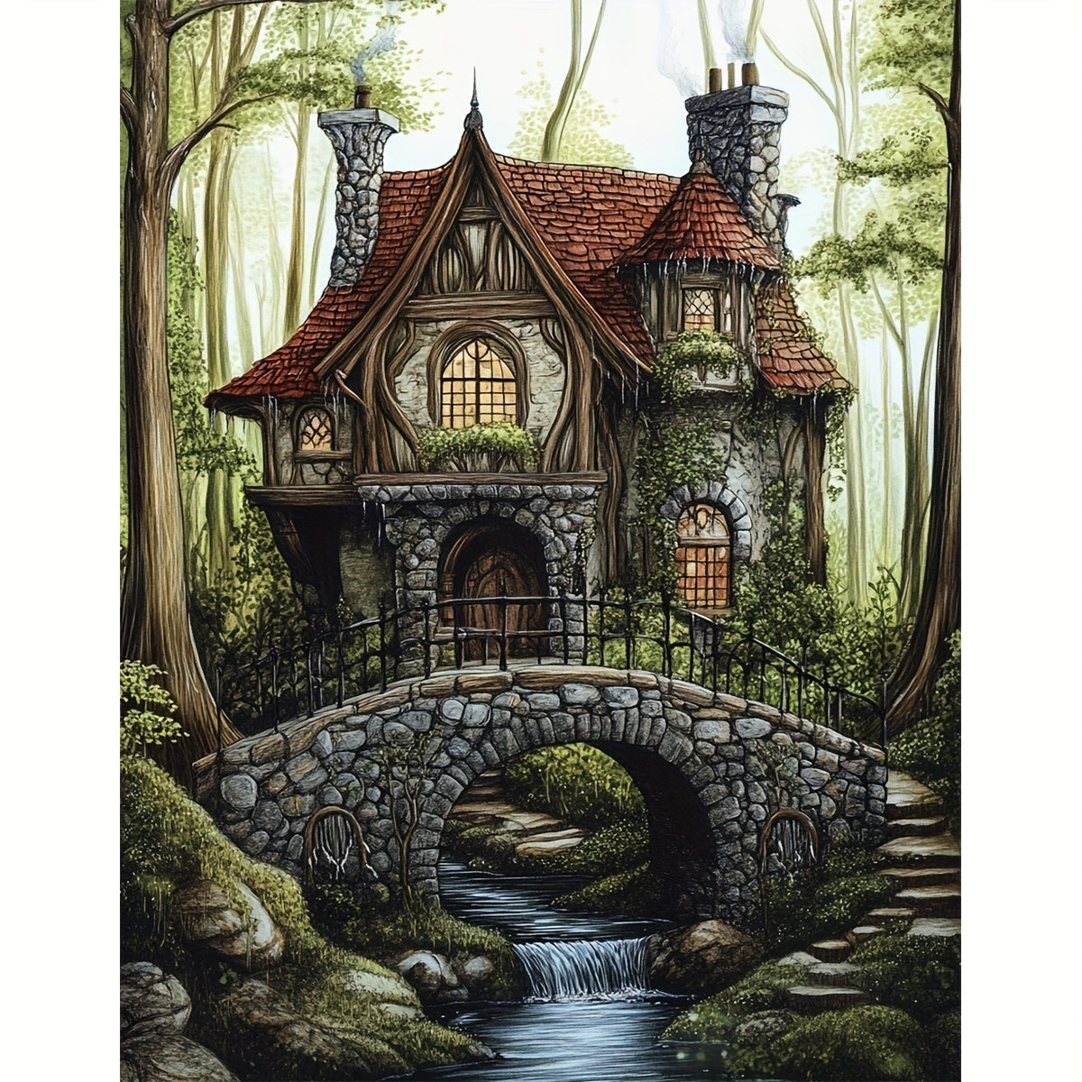 ZUOANLF 1set 40x50cm/15.7x19.7Inch DIY Cross Stitch Kit Frameless, Beautiful scenery, stamped cross stitch kits, Embroidery Set for Home Decor, Includes Patterned Fabric & Threads, Perfect for Living Room Entrance or Bedroom