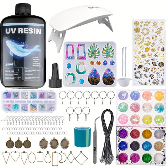 Jewelry Making Kit - 153pcs HD Resin, With Upgraded Lamp, Making Mold, Resin Accessories, Ideal For Beginner Jewelry, Earrings, Keychains, And Other Decorative Item Craftin-Practical Gift Ideas For Women This Christmas And Ha