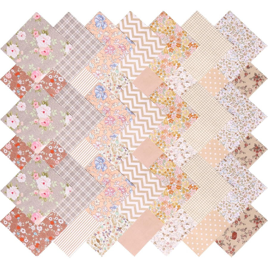 80pcs 5x5 Inch Squared Layer Cake Fabric Pre-Cuts - Light Coffee (Light) Quilting Fabric Squares, 5 Inch Layer Cake for Patchwork, Sewing, DIY Crafts, Quilting - for quilting software & Block Libraries