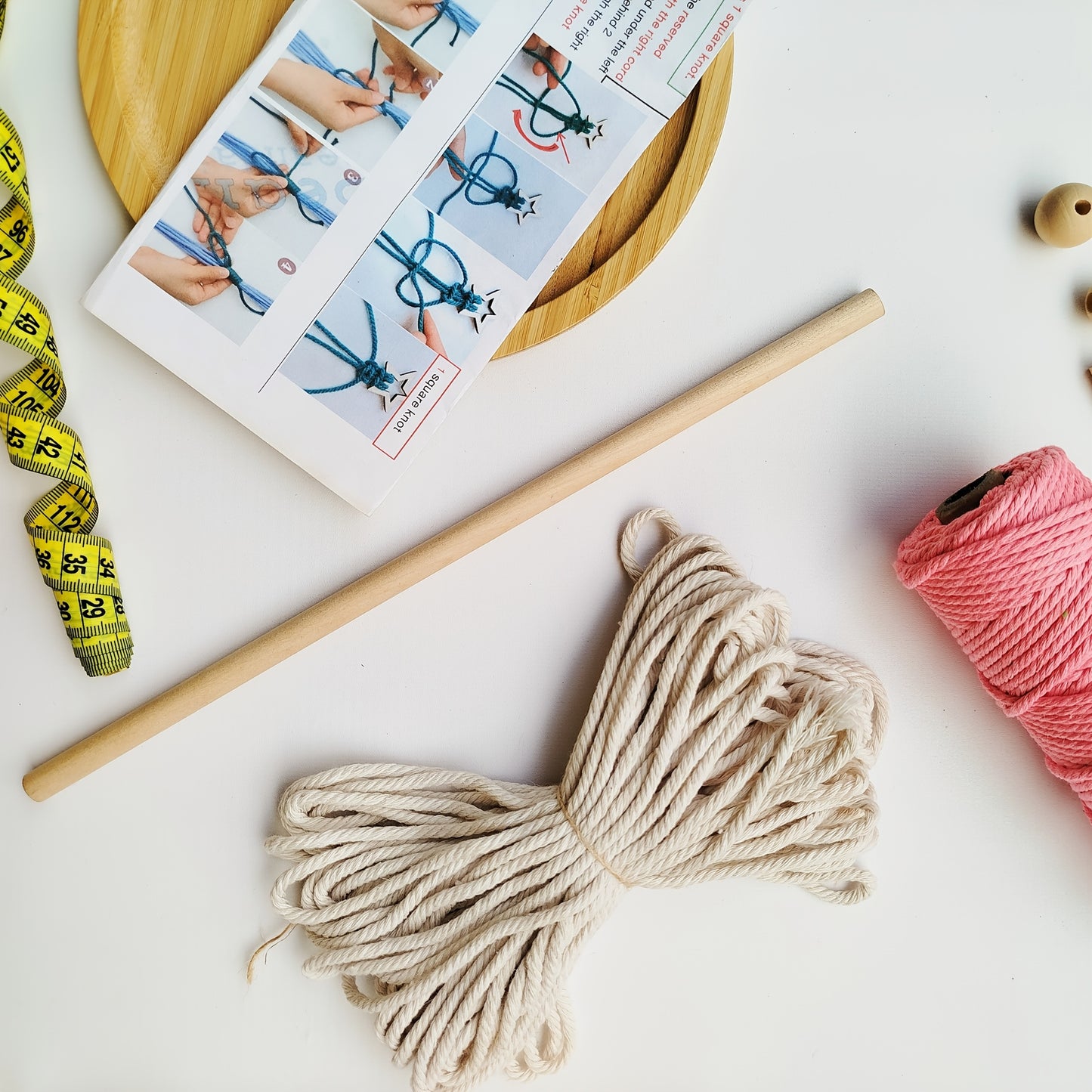1SET Macrame Kit, Easy Macrame Plant hanger, includes materials and written pattern with step by step instructions for beginners, good gift for holiday and women
