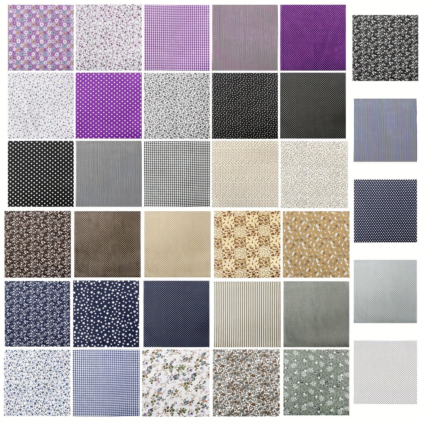 70pcs Precut Fabric Bundle - 9.8x9.8" Square Crafting Fabrics - Pre-Cut for Quilting, Crafts, Blankets, Bags, Clothing - Soft Cotton Material - Ideal for Beginners & Experienced Crafters