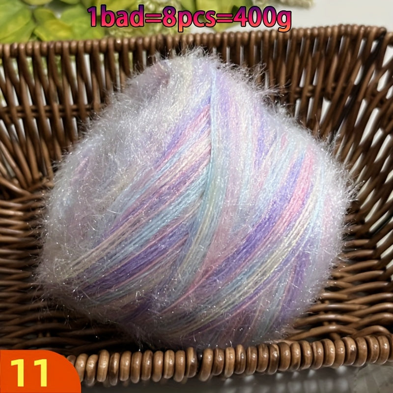 A Large Economical Pack of 400G of Soft Long-Haired Yarn, Suitable for Sweaters, Scarves, Jackets, Shawls, Hats, Coats, Etc. This Yarn Material Kit Is Perfect for DIY Projects. 1 Pack = 8pcs = 400G, Consisting of 80% Acrylic