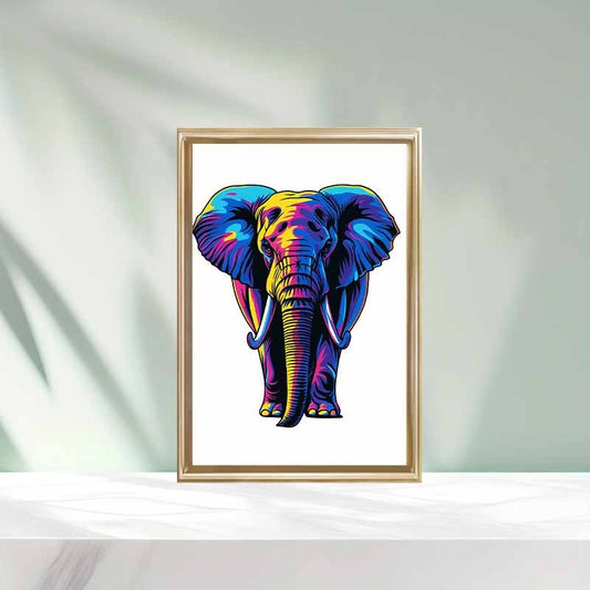 2D Vibrant Neon Elephant Canvas Print/Wall Art Decor, Suitable for Living Room, Bedroom, Office, Hallway and Study Room Decoration., 2D Flat, Perfect for Room Decor, Elephant Cross Stitch Kit, Elephant Wall Art, Elephant Abst