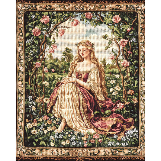 ZUOANLF 1set 40x50cm/15.7x19.7Inch DIY Cross Stitch Kit Frameless, Beautiful woman, stamped cross stitch kits, Embroidery Set for Home Decor, Includes Patterned Fabric & Threads, Perfect for Living Room Entrance or Bedroom De