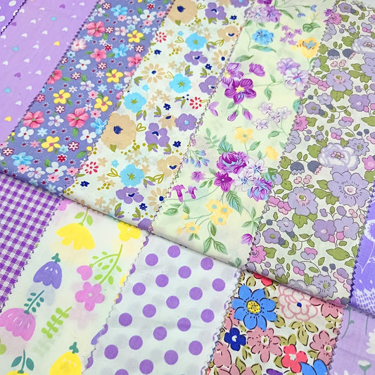 40pcs Vintage Purple Floral Jelly Fabric Strips - 2, 5x20 Inch, 20 Mixed Patterns, Hand Wash Only, Perfect for Handmade Bags, Dolls, Quilts & Crafts, Craft Supplies, Quilt Making Supplies, Decorative Trim, Durable Fabric