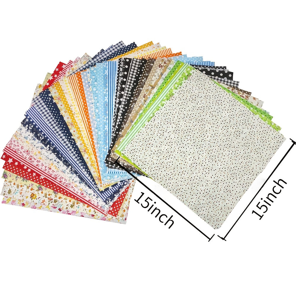 10pcs Of 15*15 Inch, 100% Cotton Square Cloth, Random Pattern, No Repeating Color, Suitable For Handmade Sewing, Quilt, Clothing, Sheet Making, Pre-cut Sewing Patches