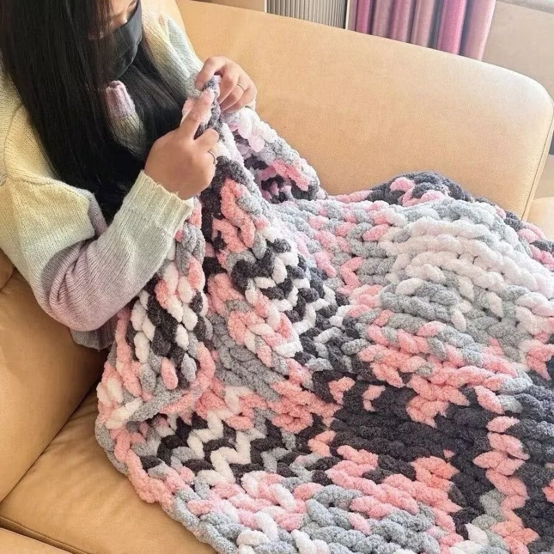 3pcs Set Super Bulky Thick Ice Yarn - Heavy-Duty Machine-Washable Chunky Braided/Ribbon Texture for DIY Knitting, Crocheting, Blankets, Hats, Scarves, Pet Beds - Gradient Color (Multicolor) Large-Scale Crafting