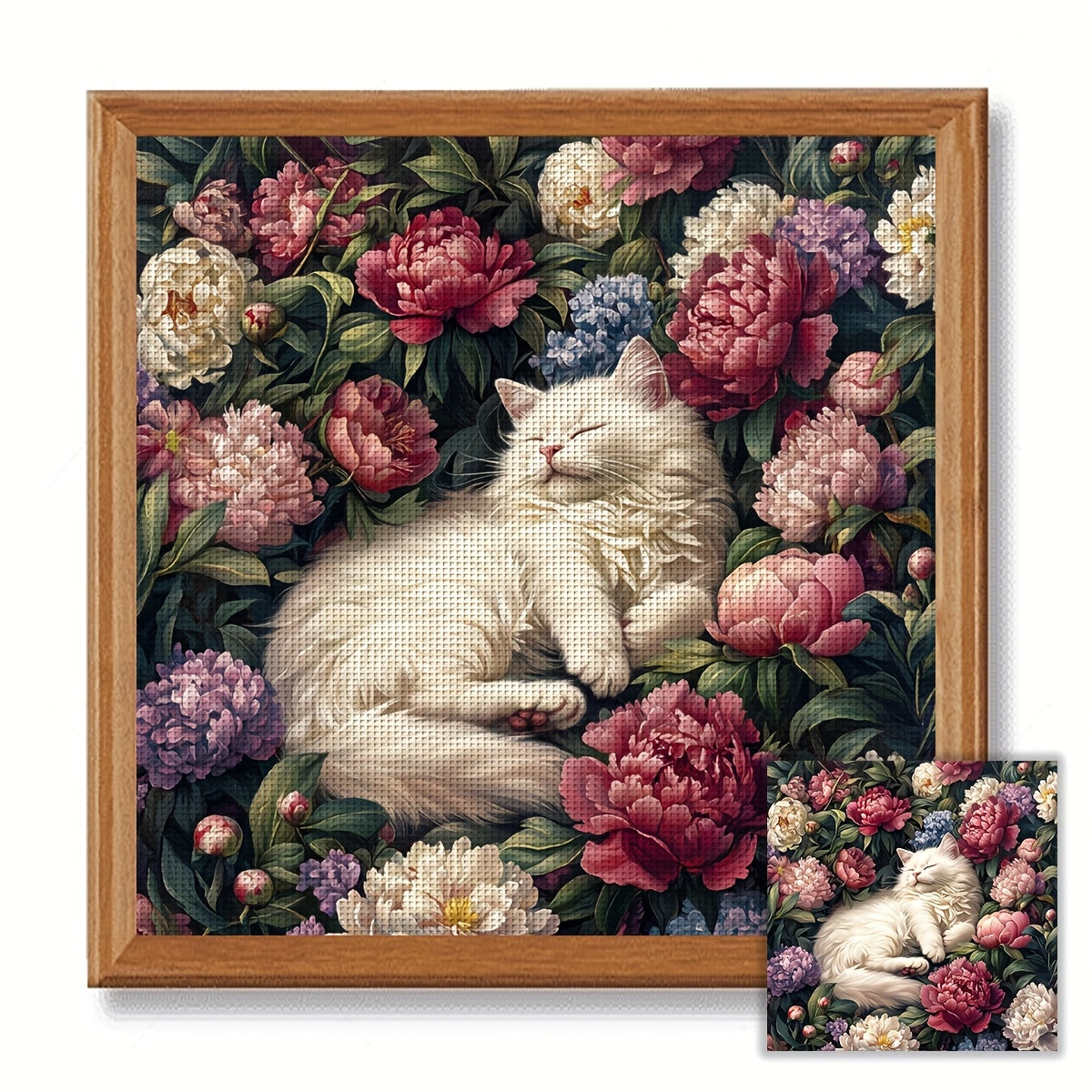 JOZYSH 1set 50x50cm/19. 7x19. 7Inch DIY Cross Stitch Kit Frameless, stamped cross stitch kits, Embroidery Set for Home Decor, Includes Patterned Fabric & Threads, Perfect for Living Room Entrance or Bedroom Decoration and a B