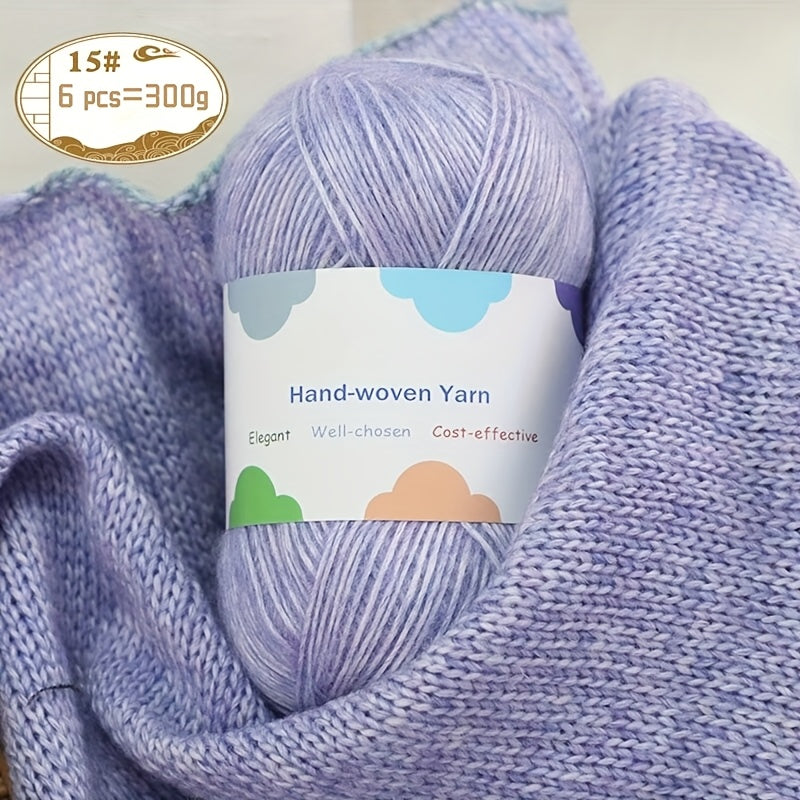 Vibrant Bamboo Fiber Yarn for Crafting, Knitting Fashion Sweaters, Scarves, Hats, Shawls, Coats, Hollow-Out Coats, and Apparel Accessories - 15% Bamboo Fiber, 85% - 1 Bag = 6 Skeins = 300g, Handmade Accessories, Diy Clothing,