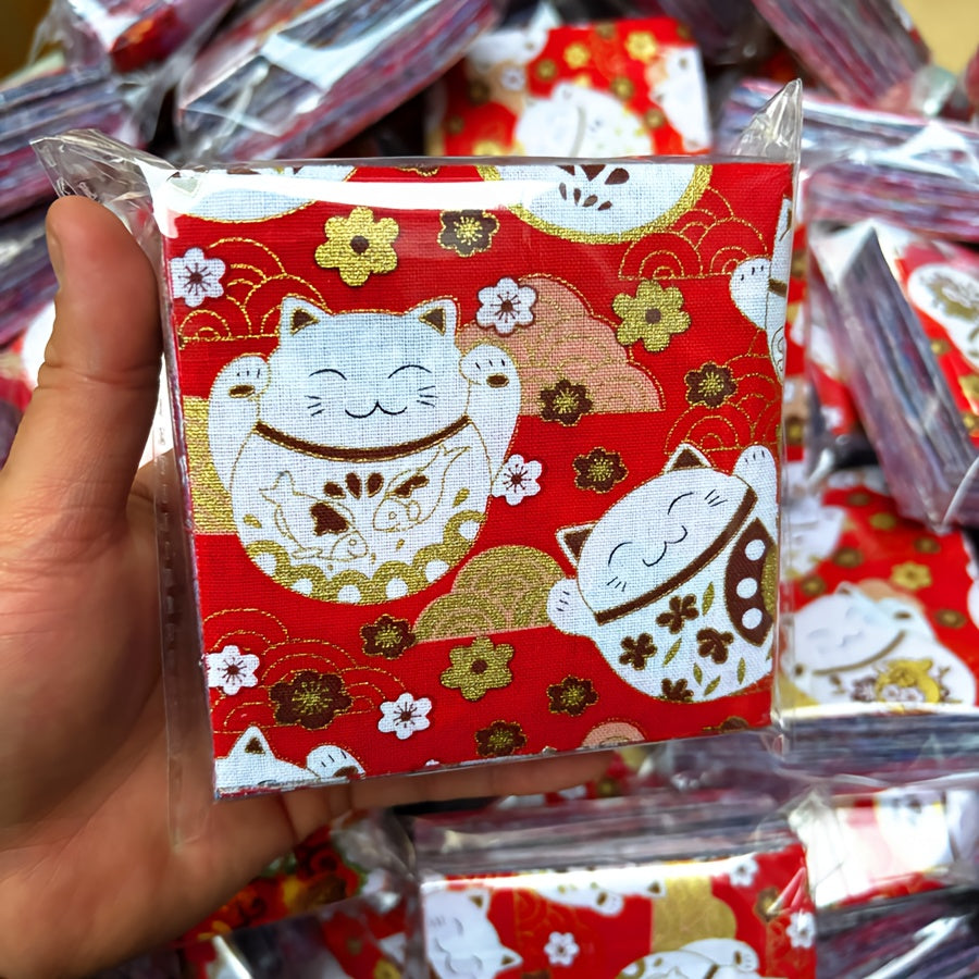 100pcs Golden Stamping Cotton Squares - Pre-Cut Floral fabric with Deep Red Floral Pattern, for Quilting, Sewing, Scrapbooking, Japanese-Inspired Crafts - Ideal Christmas/Birthday Gift for Crafters, Sewing Projects, Vibrant C