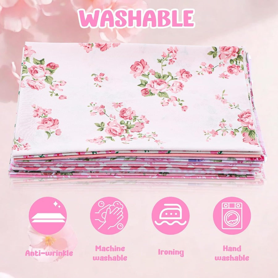 40pcs 100% Cotton Patchwork Fabric - Pre-Cut Squares 4.96inch (each) Suitable for Quilting, Sewing Projects, DIY Crafts - Pink & Multi-Color, Ideal for Beginners & Experts