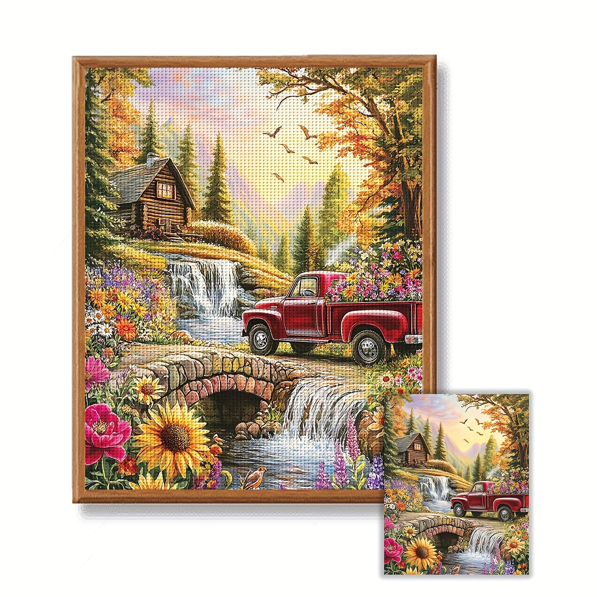 ZUOANLF 1set 40x50cm/15.7x19.7Inch DIY Cross Stitch Kit Frameless, Beautiful scenery, stamped cross stitch kits, Embroidery Set for Home Decor, Includes Patterned Fabric & Threads, Perfect for Living Room Entrance or Bedroom