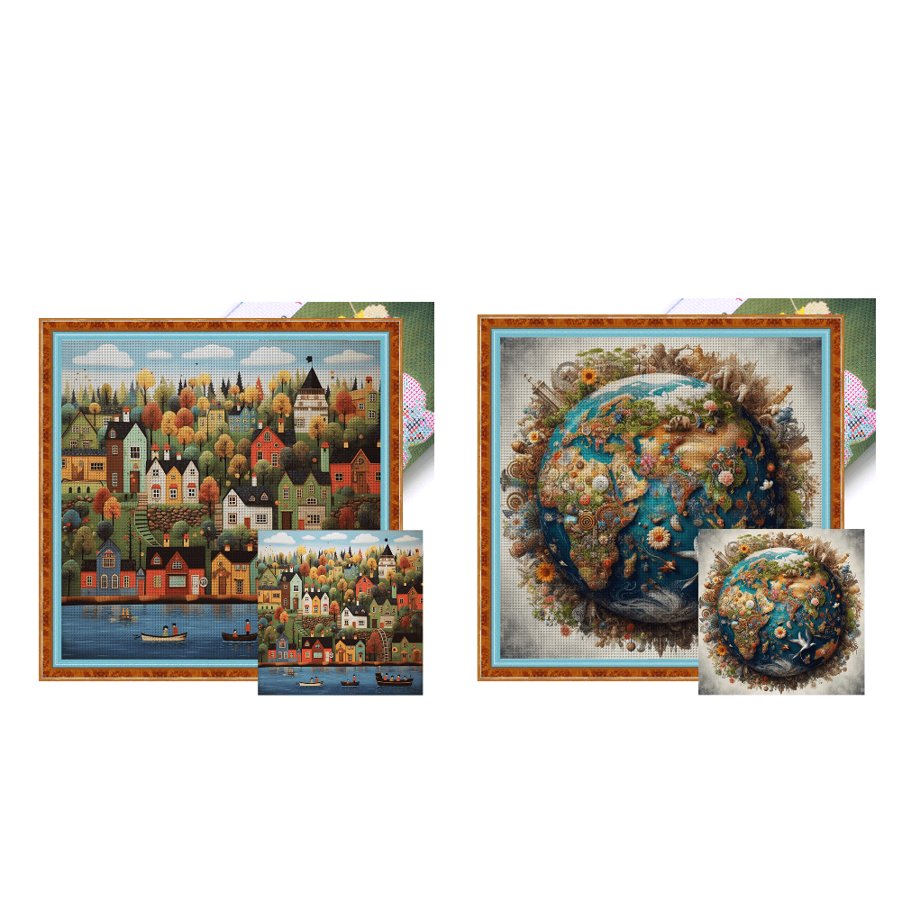 DIY embroidery project, 14ct 2-strand printed cross stitch kit - 19.69*19.69in, handmade gift making, embroidery art, cotton embroidery, needle and thread without frame, wall hanging art, handicraft materials, artisan quality