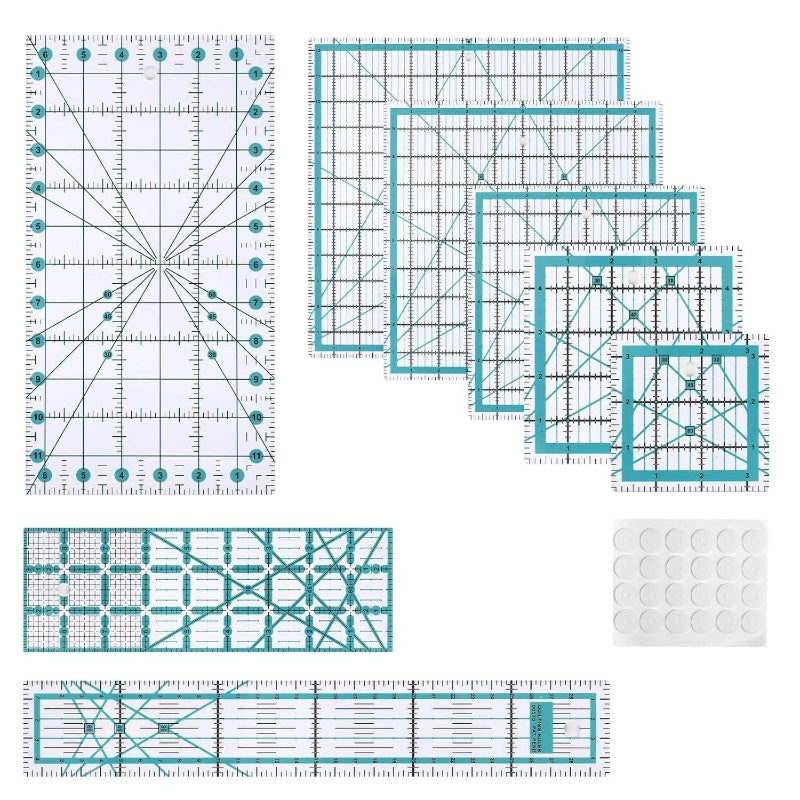 8 - Piece Square Quilting Rulers Non Slip and Templates, Acrylic Sewing Ruler Set with 24pcs - Slip 3.5x3.55x58x810x1012.5x12.56.5x122x123x9