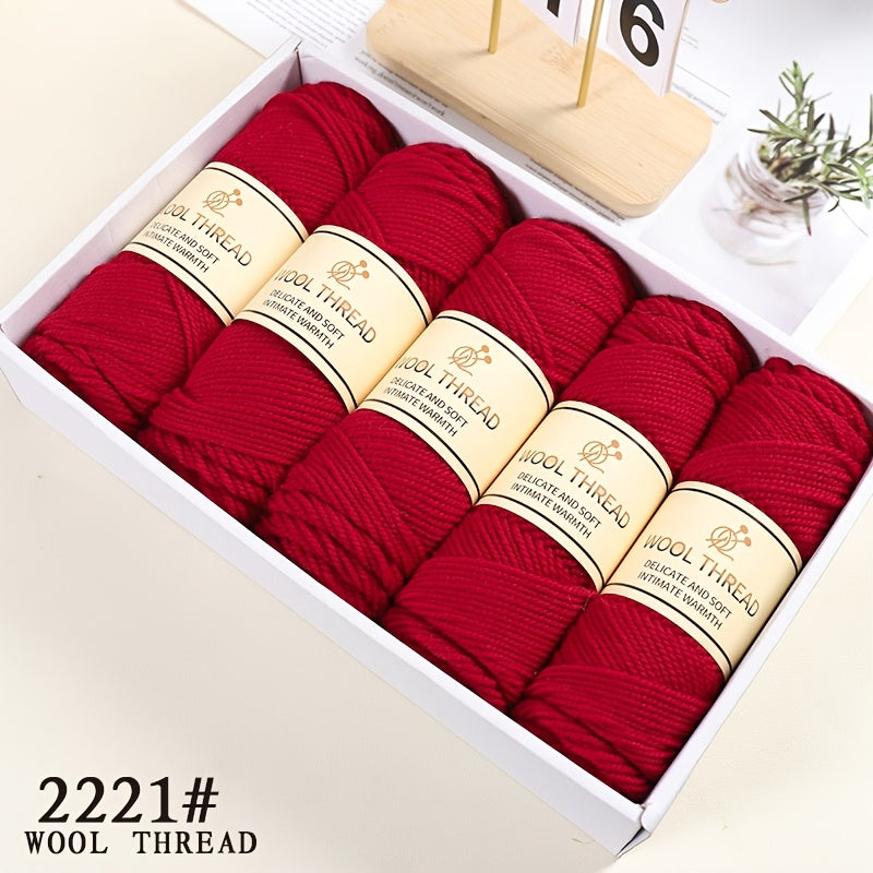 5 Balls of Australian Wool 70% Knitting Needle Thick Wool Yarn 3-Layer Yarn Light Luxury Wool Yarn Is Soft And Comfortable Suitable for Sweaters, Coats, Shawls, Hats, Scarves And Various Hand-Knitting