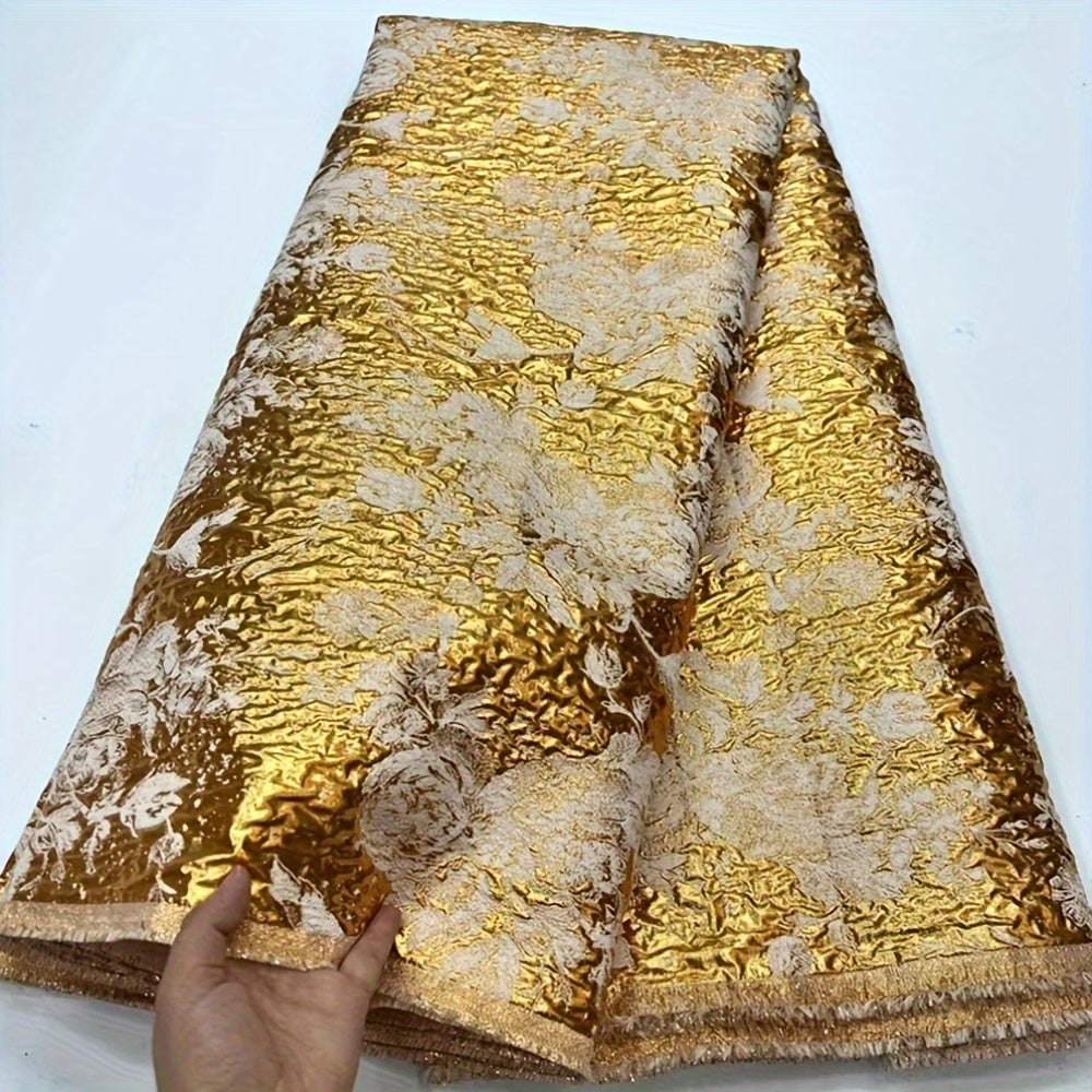 5yards Unique Design African Nigerian Gilding Tulle Lace Fabric Embroidery Pink French Jacquard Brocade Voile Lace Fabrics For Party