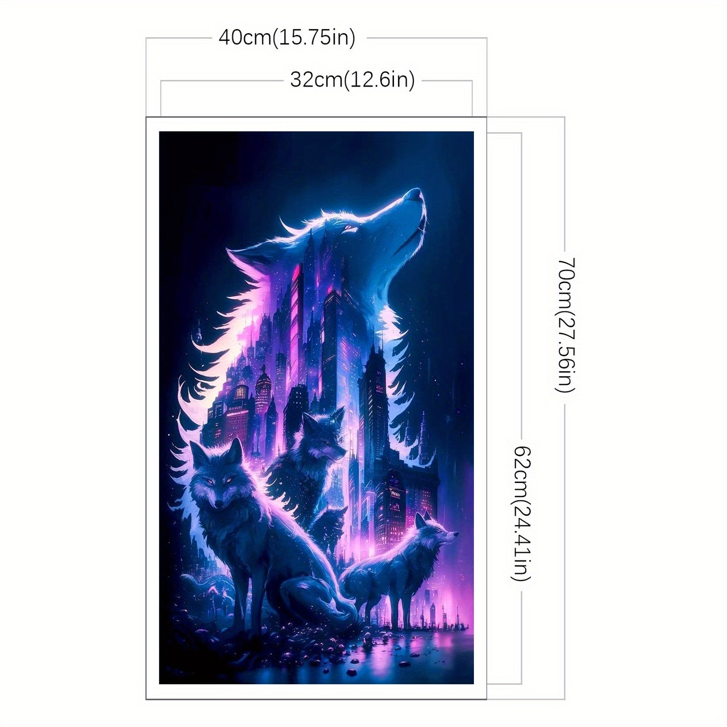 Stamped Cross Stitch Kits for Adults, Wolf Embroidery Kits for Beginners, 11CT Patterns, Counted Embroidery Needlepoint Kits Home Decor, 15.7 x 27.5 inch