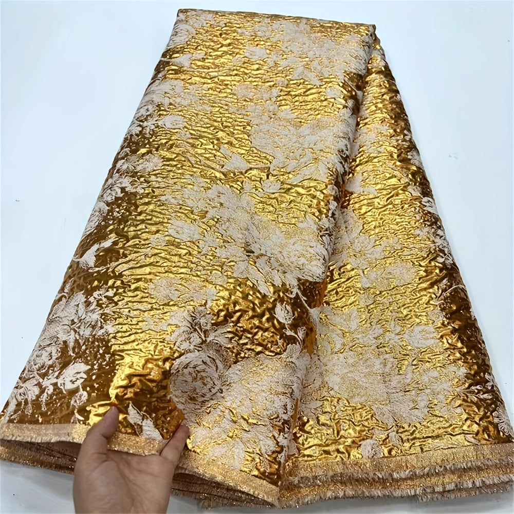 5yards Unique Design African Nigerian Gilding Tulle Lace Fabric Embroidery Pink French Jacquard Brocade Voile Lace Fabrics For Party