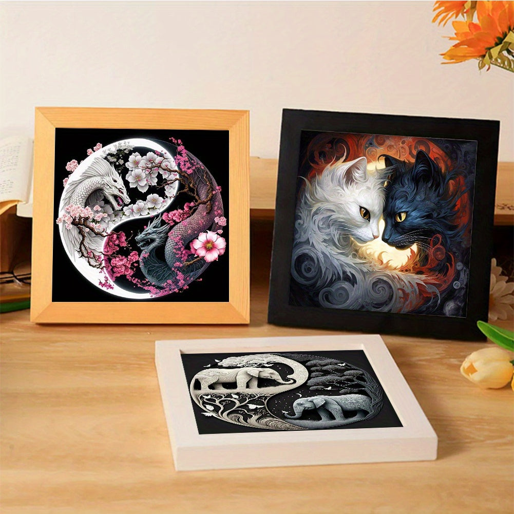 4pcs Animal Printed Cross Stitch Kit 15.75x15.75inch DIY 11CT Thread Art Needlework - Vibrant Cat, Wolf, Elephant & Zebra Designs, All-Season Fabric Craft for Home Decor, Wall Art, or Gift Idea, Cross Stitch Kits for Beginner