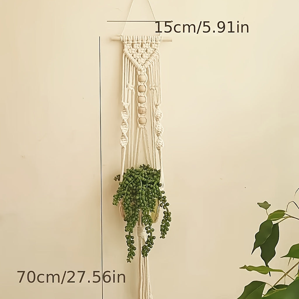 A Complete Beginner'S Knitting Kit for Making a Flower Pot Net Bag, Featuring a DIY Knitting Set with Step-By-Step Instructions. It'S Ideal for Home Decoration And Makes a Perfect Holiday Gift for Family And Friends.