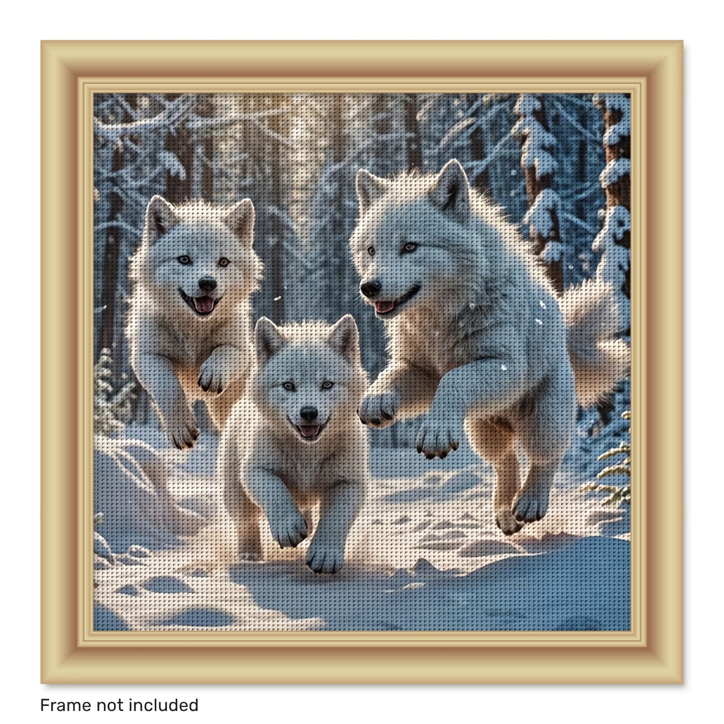 ZUOANLF 1set 40x40cm/15.7x15.7Inch DIY Cross Stitch Kit Frameless, Lovely little Wolves, stamped cross stitch kits, Embroidery Set for Home Decor, Includes Patterned Fabric & Threads, Perfect for Living Room Entrance or Bedro