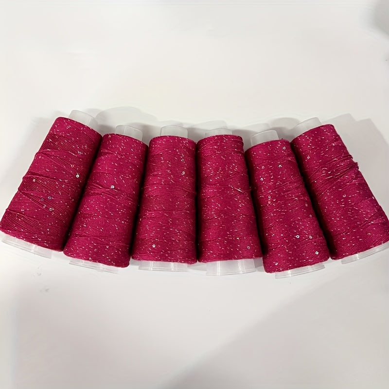 6pcs of Sequined Lace Yarn, Soft And Breathable, Suitable for Knitting And Crocheting Sweaters, Hats, Coats, Available in Various Colors, 10.58 oz.