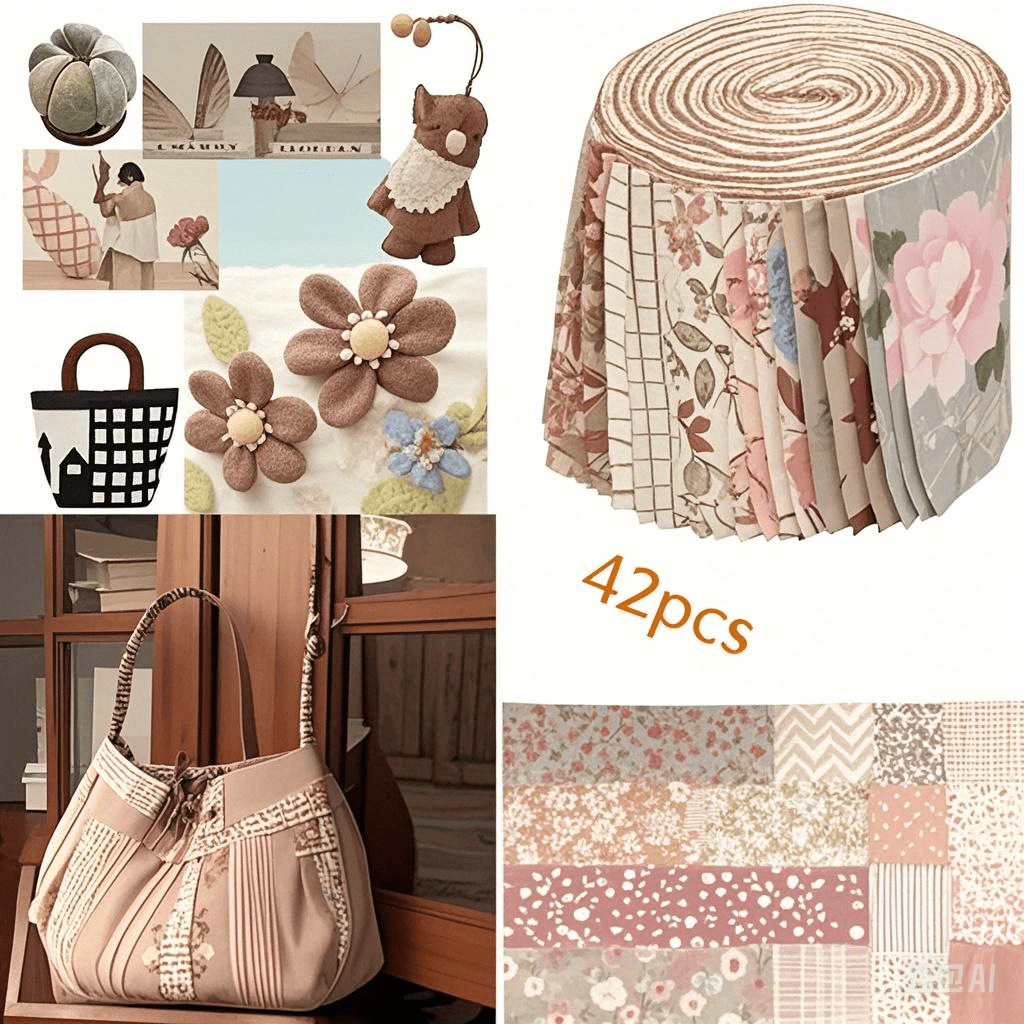 Pink And Green Retro Floral Cotton Jelly Roll Fabric Strips for Quilting Crafting Spring Summer Flower Precut Patchwork for Sewing DIY Crafts 2.55 Inch Cotton Fabric Bundles