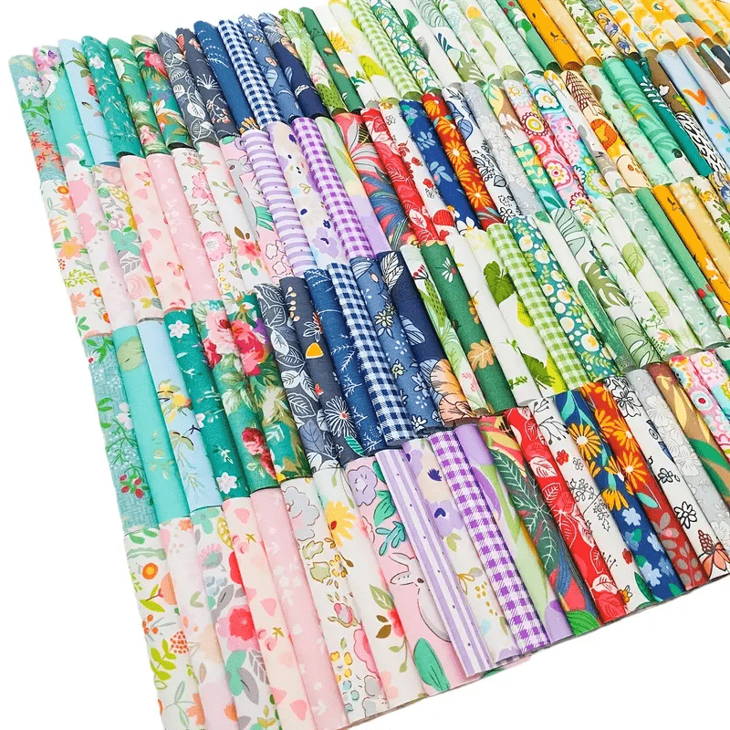 100PCS 10 x 10 cm Floral 100% Cotton Fat Quarters Fabric for Sewing and Quilting Bundles Precut Fabric Square for DIY Craft Patchwork