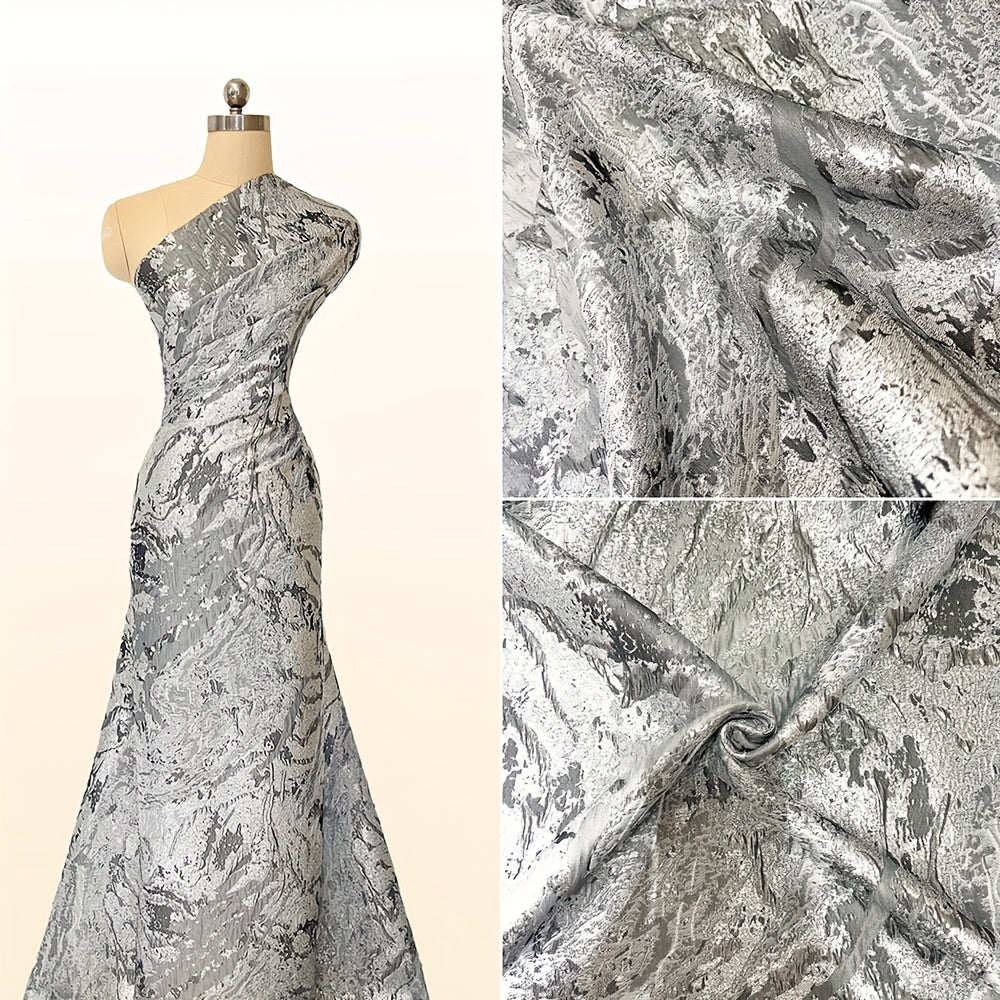 1pc 5-Yard African Jacquard Lace Fabric, Latest Design French Nigerian Gold Plated-Plated Lace for Women's Wedding Dress Sewing