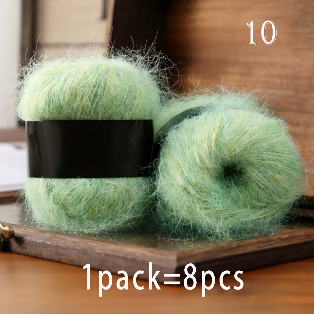 8pcs Luxury Alpaca & Yarn, Soft Fluffy Cloud Fiber Blend for Knitting and Crochet, Fashion Sweaters, Cardigans, Scarves, Hats, Shawls, Tops, Coats, Alpaca,