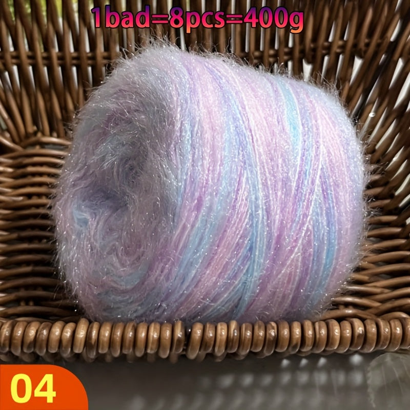 A Large Economical Pack of 400G of Soft Long-Haired Yarn, Suitable for Sweaters, Scarves, Jackets, Shawls, Hats, Coats, Etc. This Yarn Material Kit Is Perfect for DIY Projects. 1 Pack = 8pcs = 400G, Consisting of 80% Acrylic