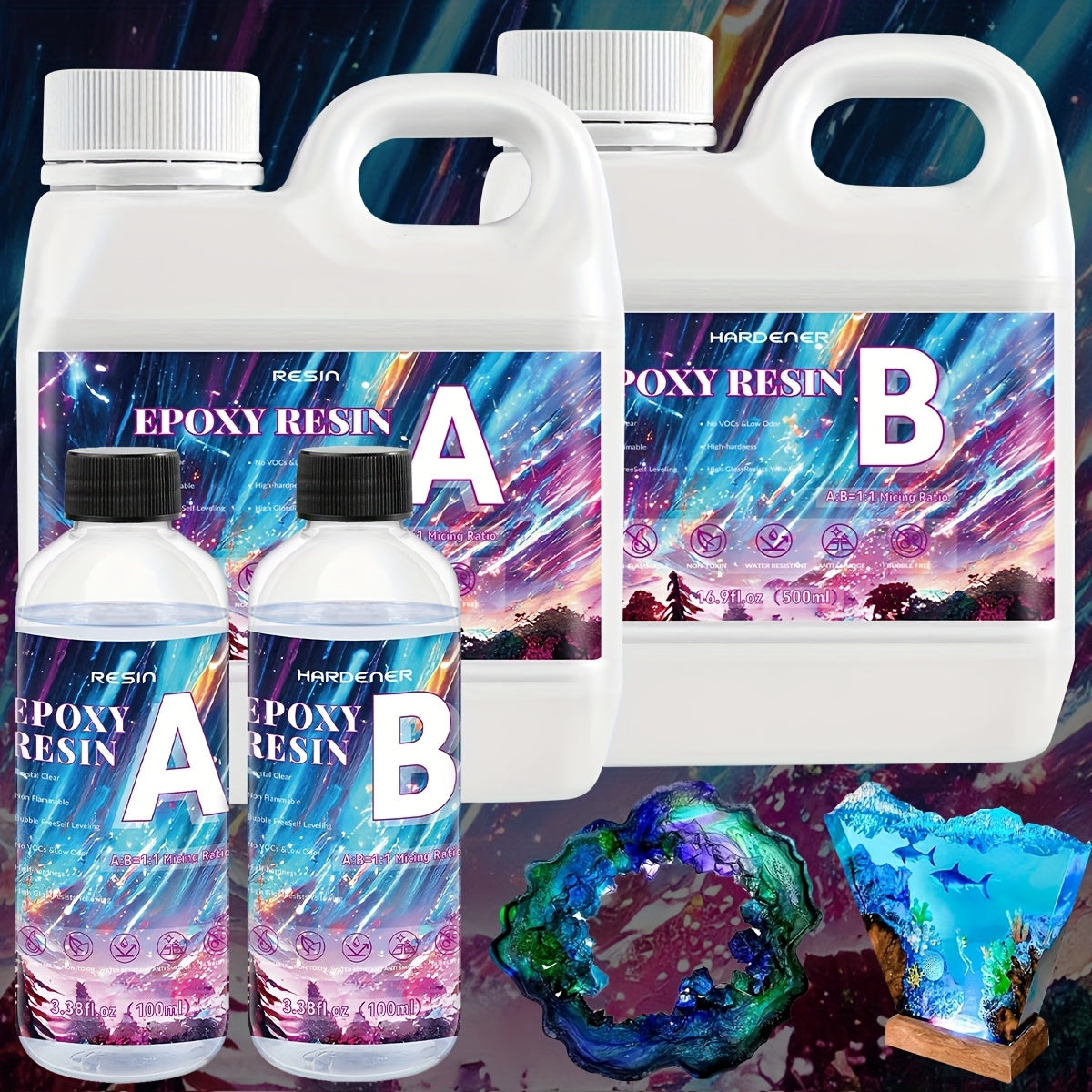 3.38oz/16.91oz Super Clear Epoxy Kit, Easy to Use, Low Odor, High Durability, Crystal Clear Surface, No Bubbles High Gloss, Suitable for Fast Curing Resin Epoxy, Jewelry Making, River Tabletop, Homemade Cup, Mold Art