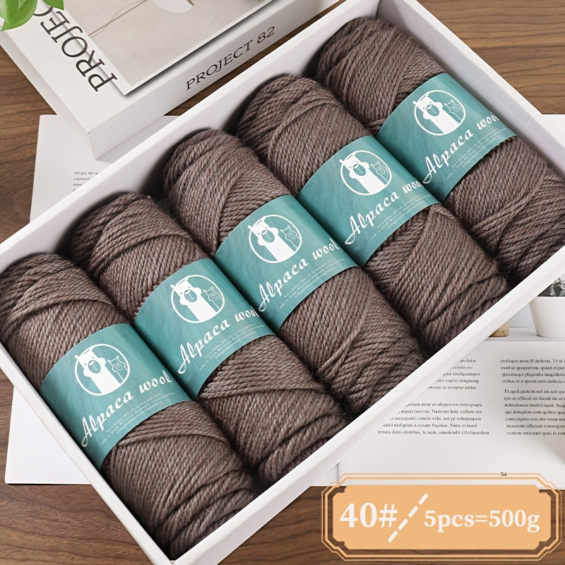 Alpaca Wool Yarn, Fine 245 Needles, Coarse Wool Yarn Balls, for Hand-Made Men'S And Women'S Autumn And Winter Warm Sweater Knitting Materials, Scarves, Hats And Other Warm Clothes 500G 5/Pack