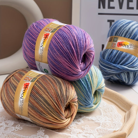 5pcs/set Wool 100.00% Yarn, Gradient Section Dye Wool Thread Soft And Skin-friendly Yarn Suitable For Crocheting And Knitting Sweater, Blanket, Scarf, Hat 100g/pc
