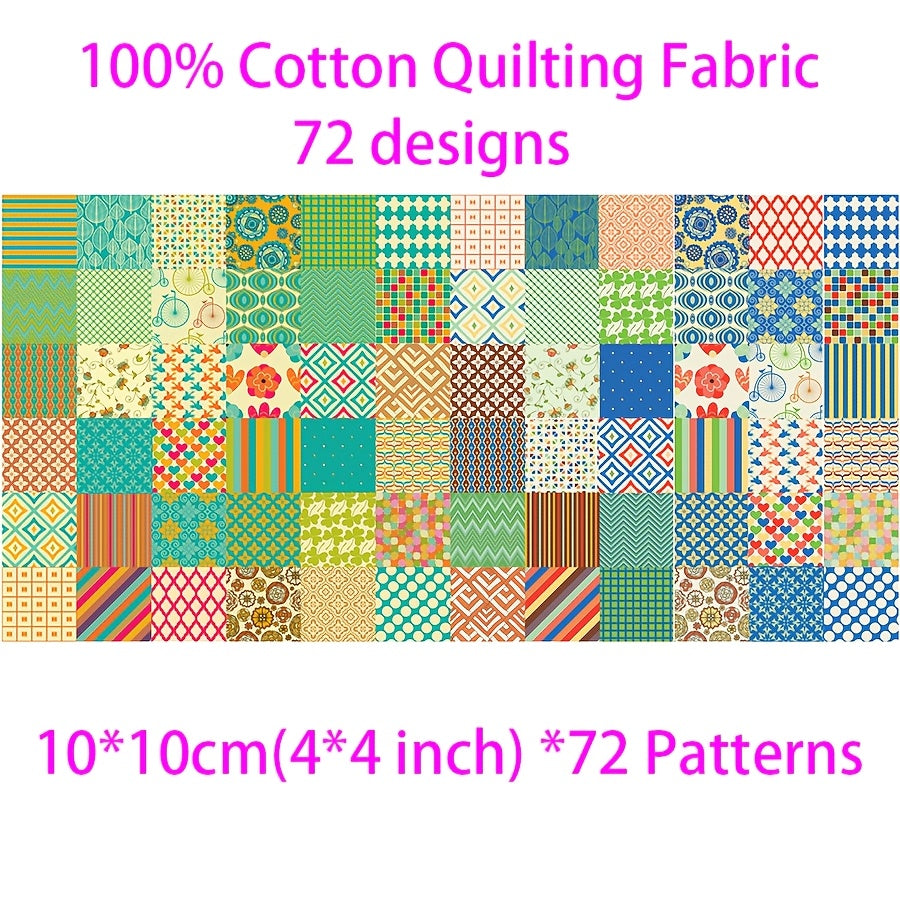 100% Cotton Geometric Print Quilting Cloth Squares | 10 X 10 CM Precuts | Hand Wash Only | DIY Craft Sewing Supplies | Home Textiles Handmade