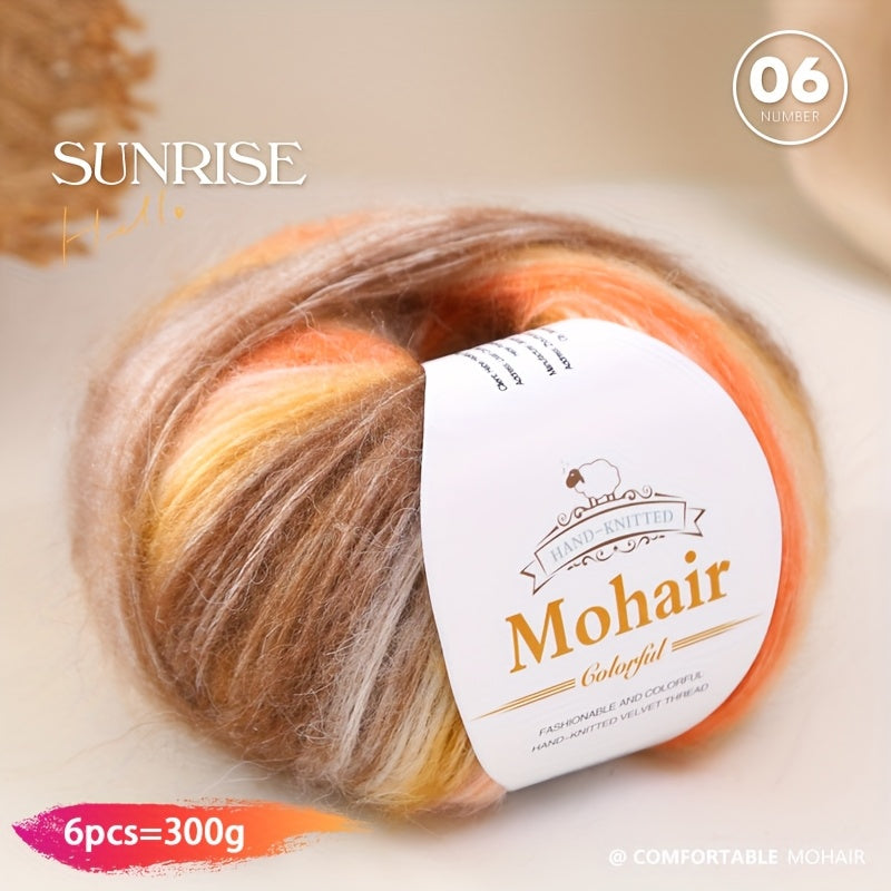 1 large bag = 6 skeins of yarn, rainbow gradient colors available. Suitable for DIY crafting materials such as knitting tops, pants, scarves, gloves, and other handmade items. Composition: 90% polyester, 10% wool