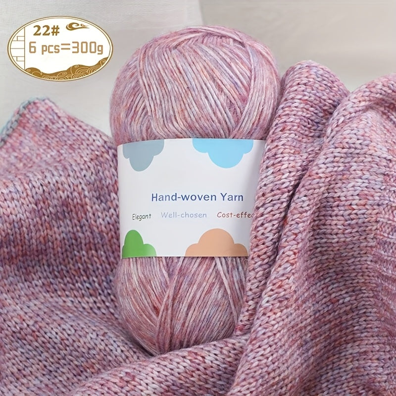 Vibrant Bamboo Fiber Yarn for Crafting, Knitting Fashion Sweaters, Scarves, Hats, Shawls, Coats, Hollow-Out Coats, and Apparel Accessories - 15% Bamboo Fiber, 85% - 1 Bag = 6 Skeins = 300g, Handmade Accessories, Diy Clothing,