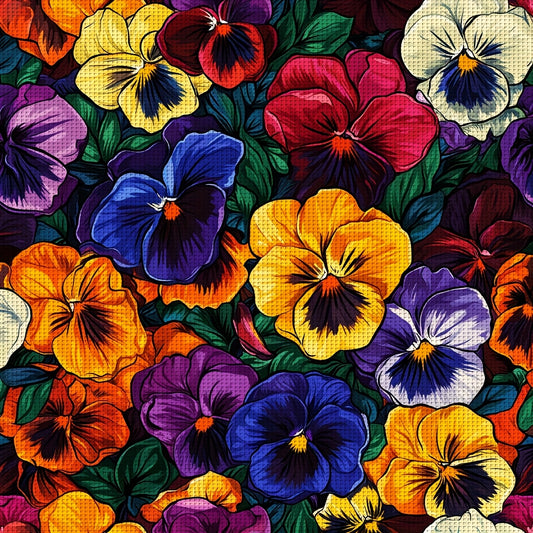 JOZYSH Vibrant Pansy Floral Cross Stitch Kit - 15.75x15.75inch DIY Fabric Pattern with Colorful Butterfly Flowers, Random Line Board for Home Decor, Living Room, Bedroom Art Gift, All-Season Home Accent, Bedroom Art Piece | V