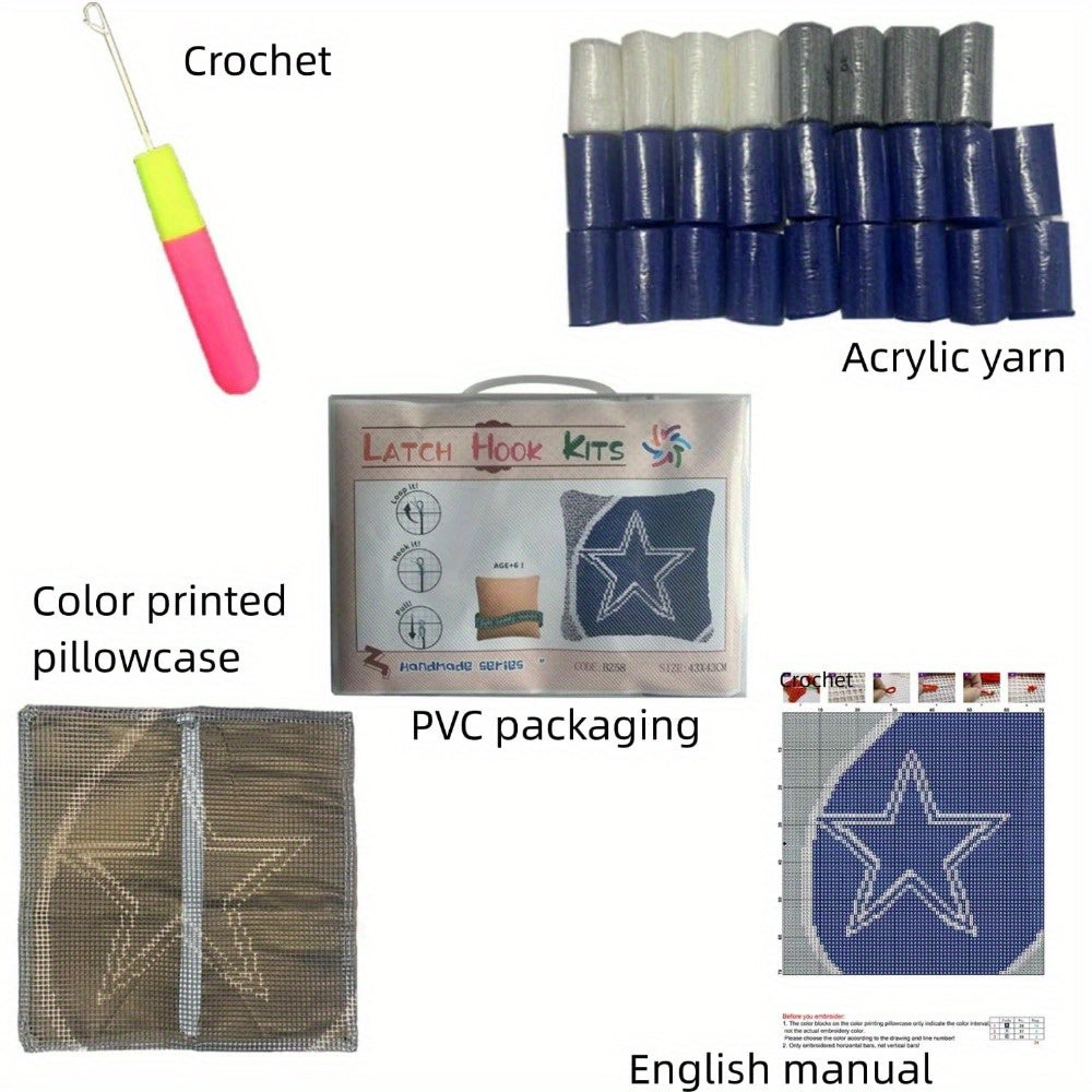 DIY Latch Hook Kit Cushion Black Cat Animal Latch Hook Kit DIY Crochet Yarn Kits Embroidery Kits Unfinished Cushion Cover Pillowcase 7in