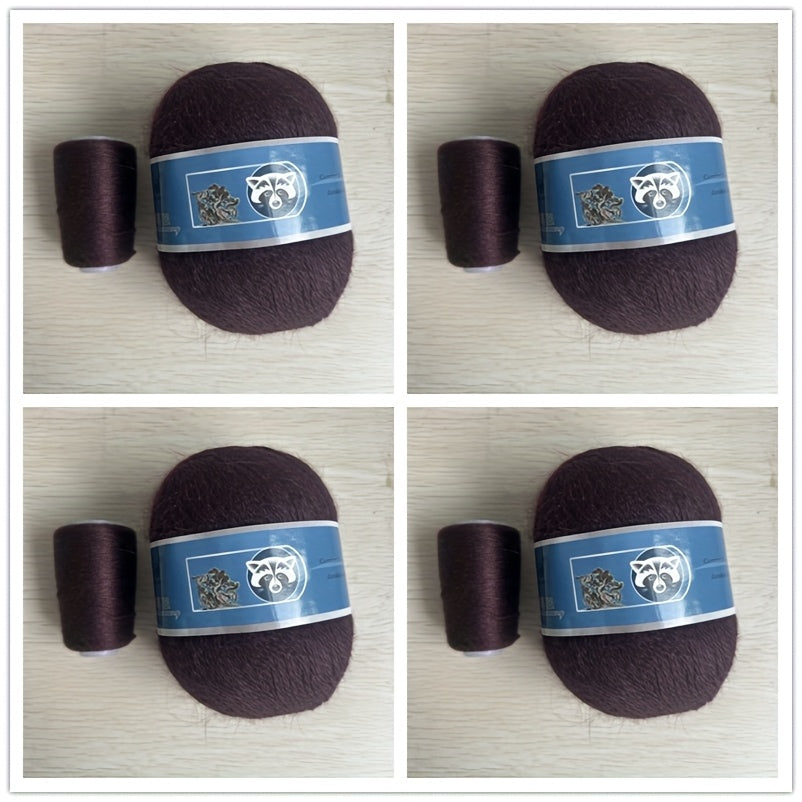 4 Sets Mixed Color Angora Cashmere Wool Yarn, 200g+80g Chunky Thick Knitting Yarn with Shiny Fibers, DIY Sweater, Scarf, Hat, Coat Crafting Material, 30% Angora, 70% Cashmere Wool, 20% Nylon