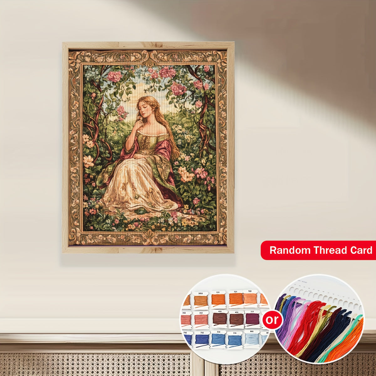ZUOANLF 1set 40x50cm/15.7x19.7Inch DIY Cross Stitch Kit Frameless, Beautiful woman, stamped cross stitch kits, Embroidery Set for Home Decor, Includes Patterned Fabric & Threads, Perfect for Living Room Entrance or Bedroom De