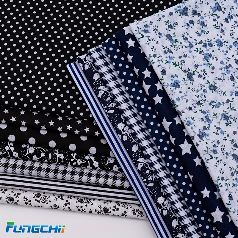 13pcs Large Fat Quarter Fabric Bundles - Extra-Large 19.98x19.98 Inch (50x50cm) Pre-Cut Cotton Squares, 100% Pure Cotton with Floral, Stripes, Polka Dots, Plaid, Stars, Hearts, Gingham, Geometric Patterns - Ideal for Quilting