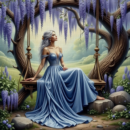 JOZYSH 1set 50x50cm/19. 7x19. 7Inch DIY Cross Stitch Kit Frameless, A beautiful woman, stamped cross stitch kits, Embroidery Set for Home Decor, Includes Patterned Fabric & Threads, Perfect for Living Room Entrance or Bedroom